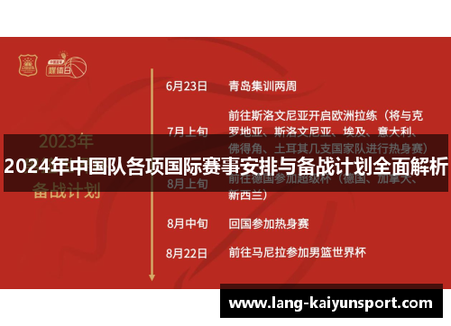 2024年中国队各项国际赛事安排与备战计划全面解析