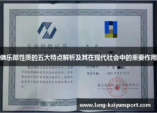 俱乐部性质的五大特点解析及其在现代社会中的重要作用