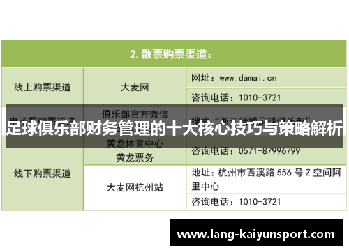 足球俱乐部财务管理的十大核心技巧与策略解析 足球俱乐部财务管理的十大核心技巧与策略解析