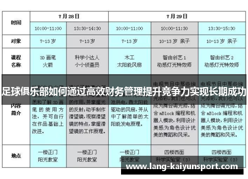 足球俱乐部如何通过高效财务管理提升竞争力实现长期成功 足球俱乐部如何通过高效财务管理提升竞争力实现长期成功